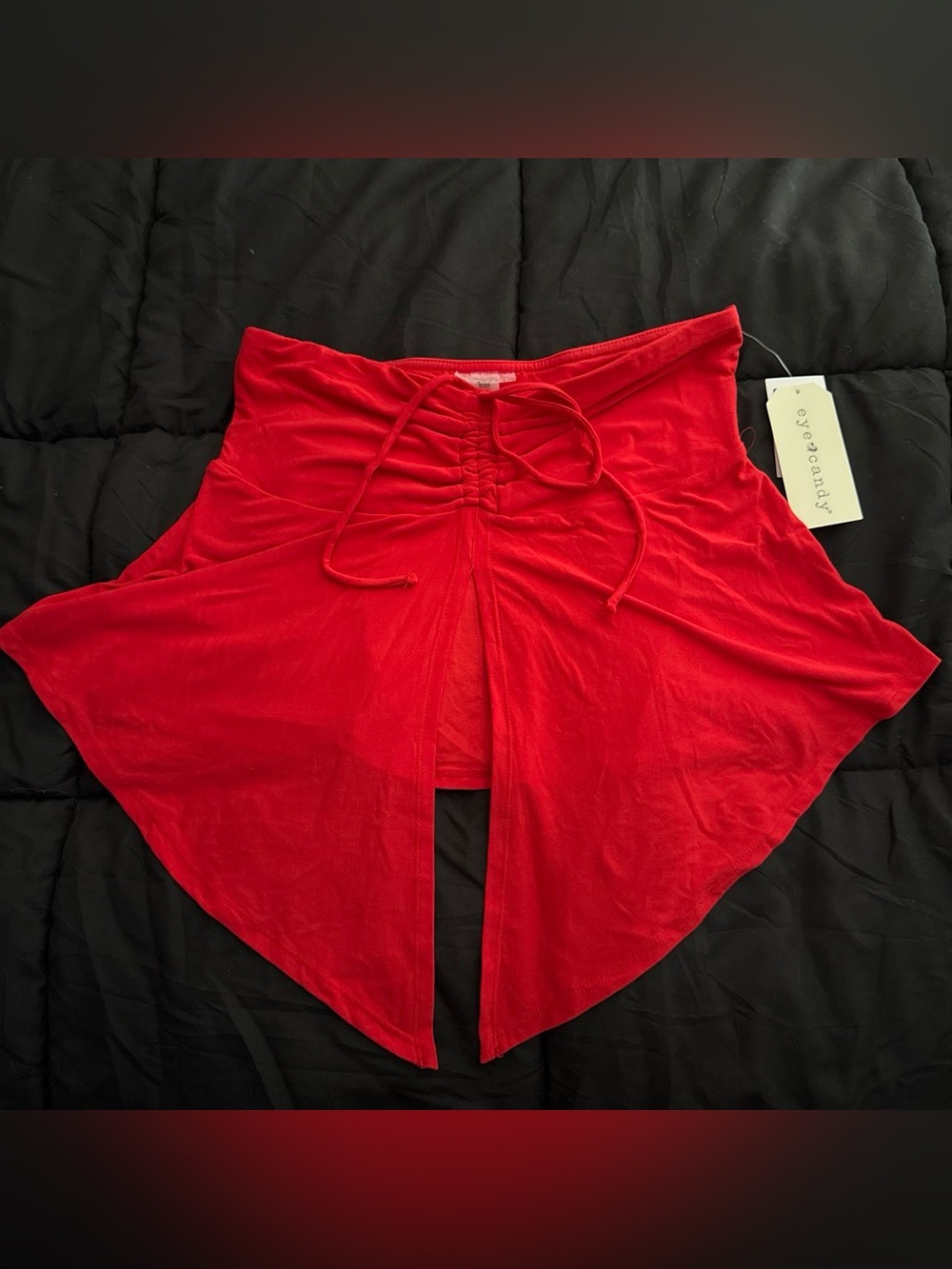 eye candy Red Asymmetrical High-Low Drawstring Skirt